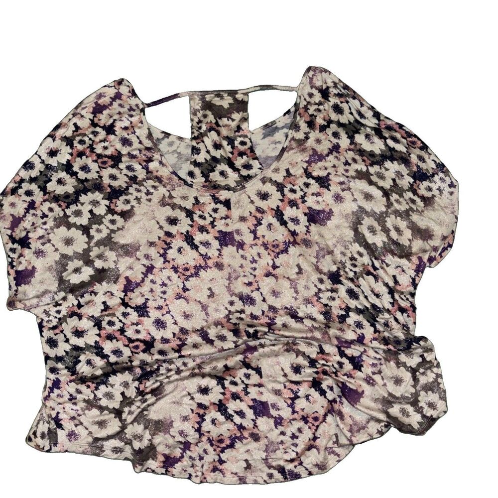 Juicy Couture Women's Floral Shimmer Print Back Cutout Top M - Picture 4 of 6